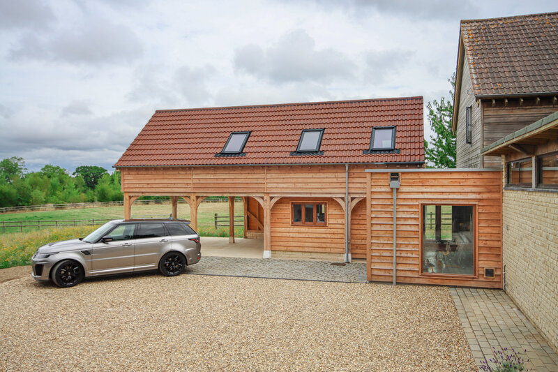 A garage extension linked to house