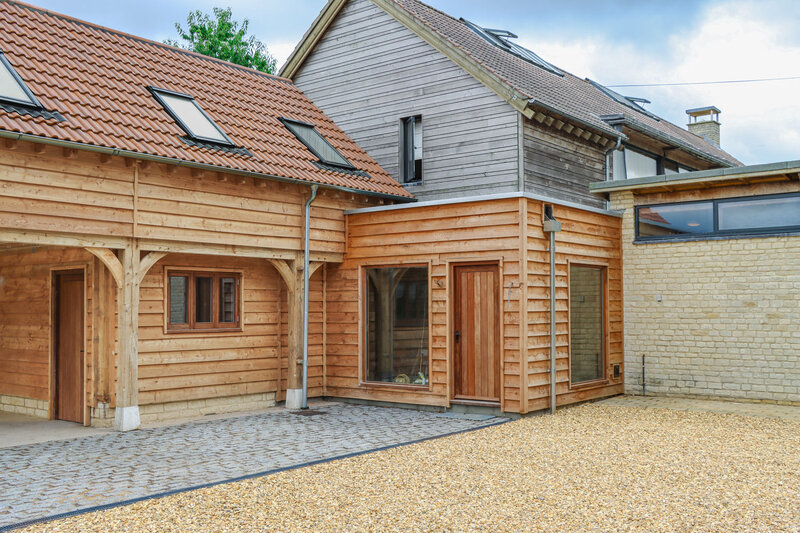 Oak framed extension to house