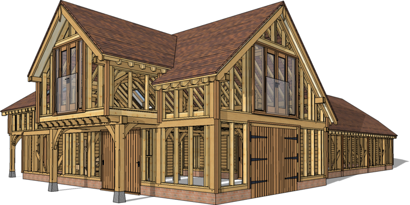Oak framed building model